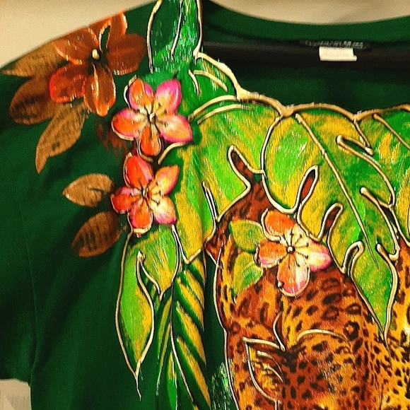 3D painted Art to Wear Jungle Leopard Animal Print Mini Dress, Tunic Top Artsy - Picture 3 of 12